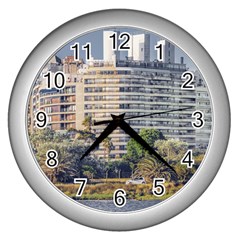 Urban Coastal Scene, Montevideo Uruguay Wall Clock (silver)