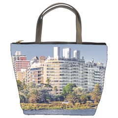 Urban Coastal Scene, Montevideo Uruguay Bucket Bag by dflcprintsclothing