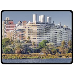 Urban Coastal Scene, Montevideo Uruguay Fleece Blanket (large)  by dflcprintsclothing