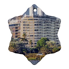 Urban Coastal Scene, Montevideo Uruguay Snowflake Ornament (two Sides) by dflcprintsclothing