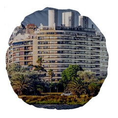 Urban Coastal Scene, Montevideo Uruguay Large 18  Premium Round Cushions by dflcprintsclothing