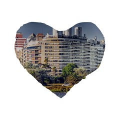 Urban Coastal Scene, Montevideo Uruguay Standard 16  Premium Heart Shape Cushions by dflcprintsclothing