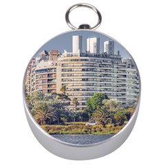 Urban Coastal Scene, Montevideo Uruguay Silver Compasses by dflcprintsclothing