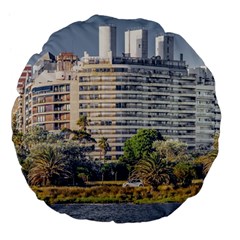 Urban Coastal Scene, Montevideo Uruguay Large 18  Premium Flano Round Cushions by dflcprintsclothing