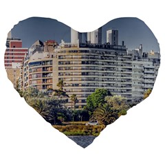 Urban Coastal Scene, Montevideo Uruguay Large 19  Premium Flano Heart Shape Cushions