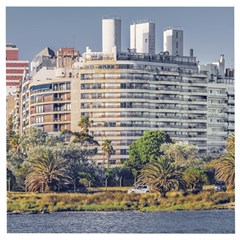 Urban Coastal Scene, Montevideo Uruguay Wooden Puzzle Square by dflcprintsclothing