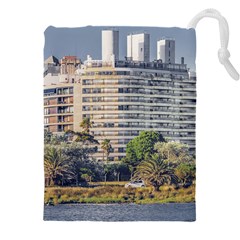 Urban Coastal Scene, Montevideo Uruguay Drawstring Pouch (4xl) by dflcprintsclothing