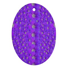 Paradise Flowers In A Peaceful Environment Of Floral Freedom Oval Ornament (Two Sides)