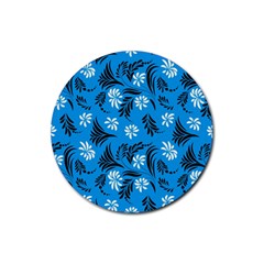 Folk Flowers Art Pattern Floral  Surface Design  Seamless Pattern Rubber Coaster (round)  by Eskimos