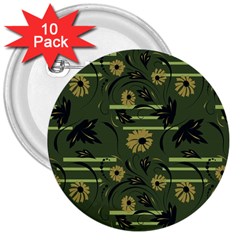 Folk Flowers Art Pattern Floral  Surface Design  Seamless Pattern 3  Buttons (10 Pack)  by Eskimos