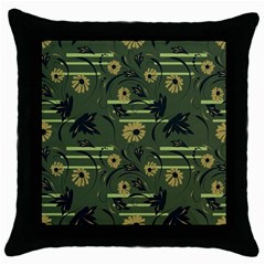 Folk Flowers Art Pattern Floral  Surface Design  Seamless Pattern Throw Pillow Case (black) by Eskimos