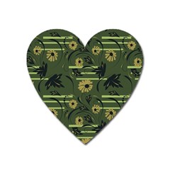 Folk Flowers Art Pattern Floral  Surface Design  Seamless Pattern Heart Magnet by Eskimos