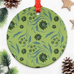 Folk Flowers Art Pattern Ornament (round) by Eskimos