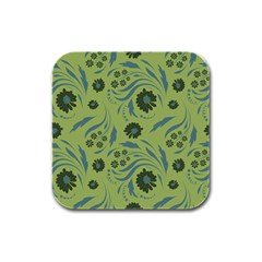 Folk Flowers Art Pattern Rubber Square Coaster (4 Pack)  by Eskimos