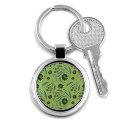 Folk Flowers Art Pattern Key Chain (round) by Eskimos