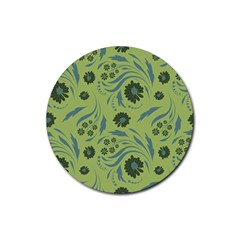 Folk Flowers Art Pattern Rubber Coaster (round)  by Eskimos