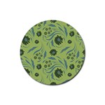 Folk flowers art pattern Rubber Round Coaster (4 pack)  Front