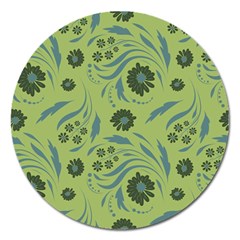 Folk Flowers Art Pattern Magnet 5  (round) by Eskimos