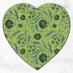 Folk Flowers Art Pattern Jigsaw Puzzle (heart) by Eskimos