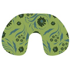 Folk Flowers Art Pattern Travel Neck Pillow by Eskimos