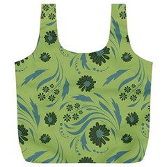 Folk Flowers Art Pattern Full Print Recycle Bag (xl) by Eskimos