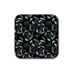 Folk Flowers Art Pattern Rubber Square Coaster (4 Pack)  by Eskimos