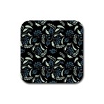 Folk flowers art pattern Rubber Square Coaster (4 pack)  Front