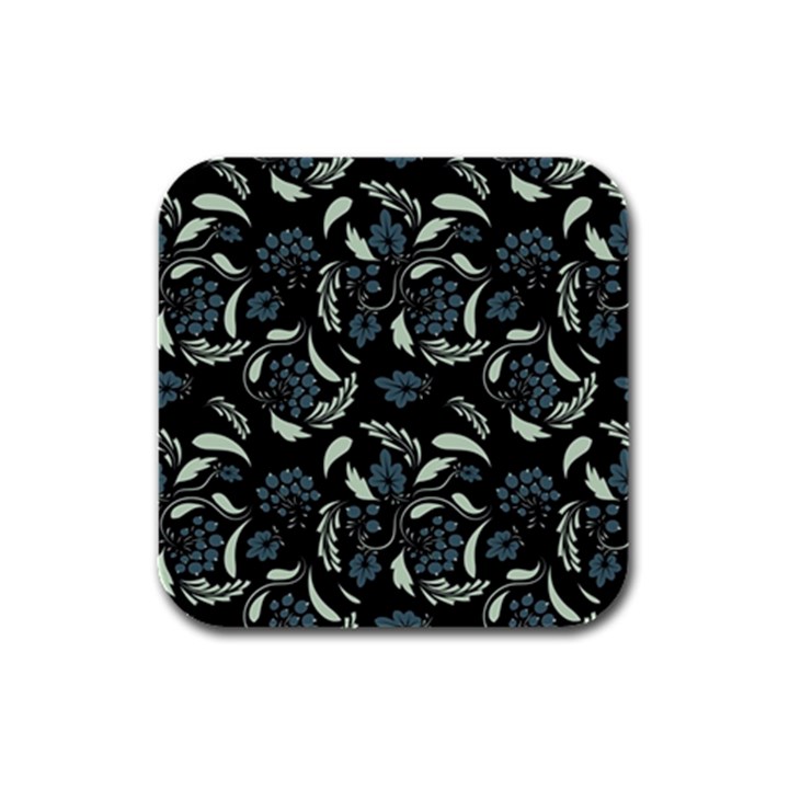 Folk flowers art pattern Rubber Square Coaster (4 pack) 