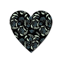 Folk Flowers Art Pattern Heart Magnet by Eskimos