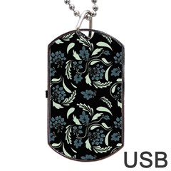 Folk Flowers Art Pattern Dog Tag Usb Flash (one Side) by Eskimos