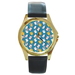 Funny Pets Round Gold Metal Watch by SychEva