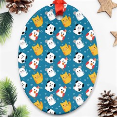 Funny Pets Oval Ornament (two Sides) by SychEva