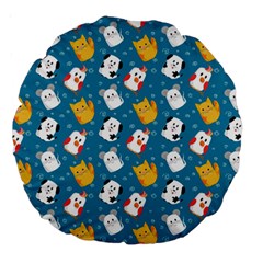 Funny Pets Large 18  Premium Round Cushions by SychEva