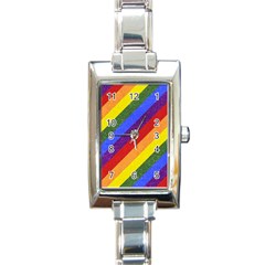 Lgbt Pride Motif Flag Pattern 1 Rectangle Italian Charm Watch by dflcprintsclothing