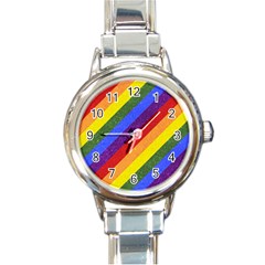 Lgbt Pride Motif Flag Pattern 1 Round Italian Charm Watch by dflcprintsclothing