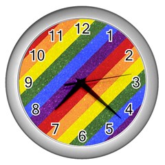 Lgbt Pride Motif Flag Pattern 1 Wall Clock (silver) by dflcprintsclothing