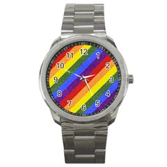 Lgbt Pride Motif Flag Pattern 1 Sport Metal Watch by dflcprintsclothing