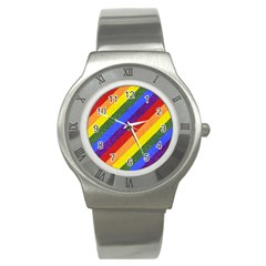 Lgbt Pride Motif Flag Pattern 1 Stainless Steel Watch by dflcprintsclothing