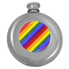 Lgbt Pride Motif Flag Pattern 1 Round Hip Flask (5 Oz) by dflcprintsclothing