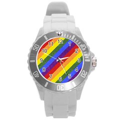 Lgbt Pride Motif Flag Pattern 1 Round Plastic Sport Watch (l) by dflcprintsclothing