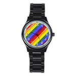 Lgbt Pride Motif Flag Pattern 1 Stainless Steel Round Watch Front