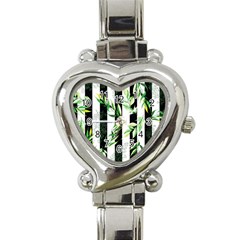 Minimal Stripes Pattern Heart Italian Charm Watch by designsbymallika