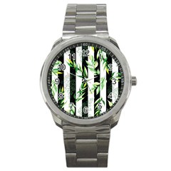 Minimal Stripes Pattern Sport Metal Watch by designsbymallika