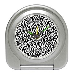 Sleep Work Love And Have Fun Typographic Pattern Travel Alarm Clock by dflcprintsclothing