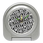 Sleep Work Love And Have Fun Typographic Pattern Travel Alarm Clock Front