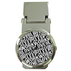 Sleep Work Love And Have Fun Typographic Pattern Money Clip Watches by dflcprintsclothing