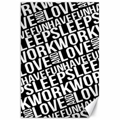 Sleep Work Love And Have Fun Typographic Pattern Canvas 20  X 30  by dflcprintsclothing