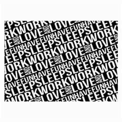 Sleep Work Love And Have Fun Typographic Pattern Large Glasses Cloth