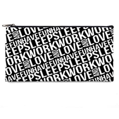 Sleep Work Love And Have Fun Typographic Pattern Pencil Case by dflcprintsclothing