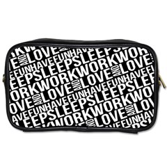 Sleep Work Love And Have Fun Typographic Pattern Toiletries Bag (one Side) by dflcprintsclothing